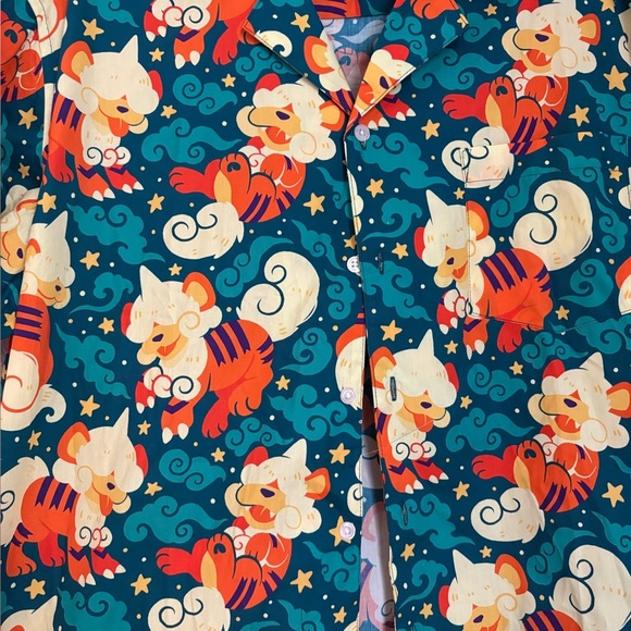 Hisuian Growlithe Pokemon Button Up Hawaiian Shirt Star Salts - Picture 4 of 9
